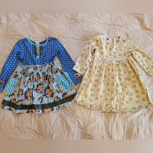 Toddler Floral Spring Cottagecore Dresses Bundle Blue Floral Dress